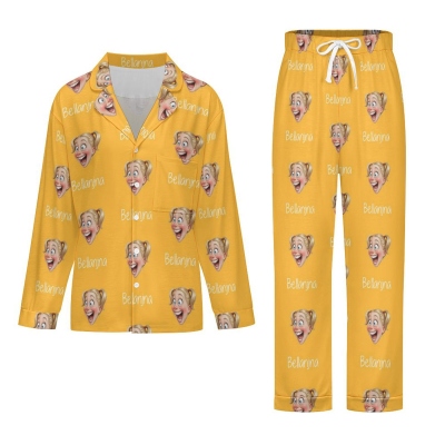 Personalized Family Exaggerated Portrait Pajamas, Funny Face Sleepwear with Multiple Colors, Unique Matching Set Based on Your Photo, Gift for Family
