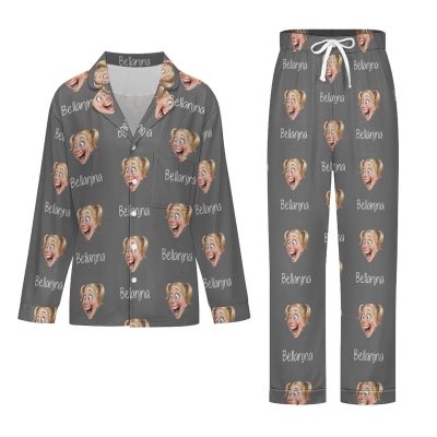 Personalized Family Exaggerated Portrait Pajamas, Funny Face Sleepwear with Multiple Colors, Unique Matching Set Based on Your Photo, Gift for Family