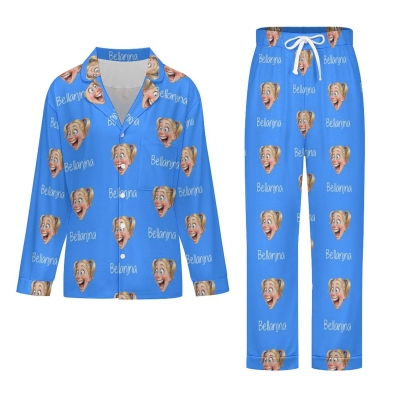 Personalized Family Exaggerated Portrait Pajamas, Funny Face Sleepwear with Multiple Colors, Unique Matching Set Based on Your Photo, Gift for Family