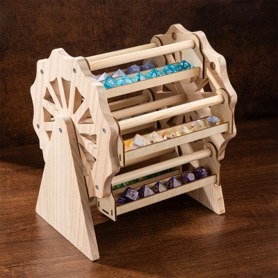 Rotating Ferris Wheel Dice Display Stand - Holds 6 DND Dice Sets, Wooden Dice Display, Dice Storage, Dice Vault, Dice Stand, Gifts for Dice Collectors