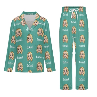 Personalized Cartoon Portrait Pajamas, Custom Family Sleepwear Based on Your Photo, Cute Matching Set, Multiple Colors Available