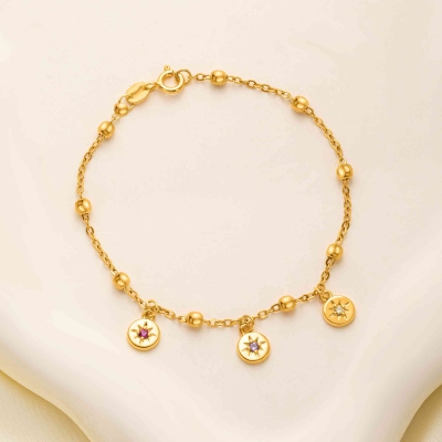 Personalized Bracelet 1-8 Birthstone Charms, Colorful Gemstone Drop Bracelet, Family Jewelry, Mother's Day/Birthday Gift for Mom/Grandma/Family