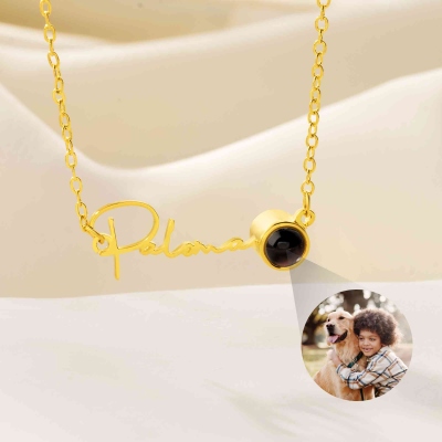 Collier personnalisé avec projection de photo et nom, argent sterling 925, cadeau d'anniversaire/fête des mères pour elle/maman/amies