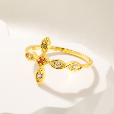 Personalized 1-6 Birthstones Infinity Cross Ring, Dainty Family Birthstone Jewelry, Birthday/Mother's Day/Christening Gift for Her/Mom/Grandma