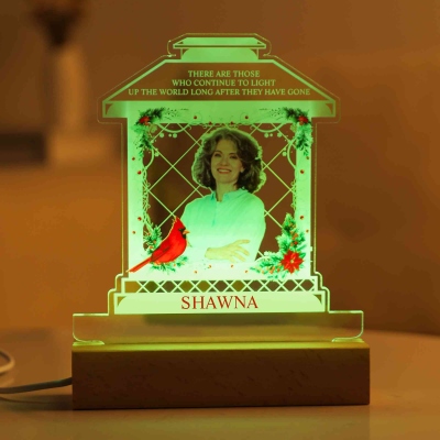 Custom Photo & Name Light up the World Memorial LED Night Light, Acrylic Night Lamp with Wooden Base, Home Decor, Sympathy Gift for Loss of Loved One