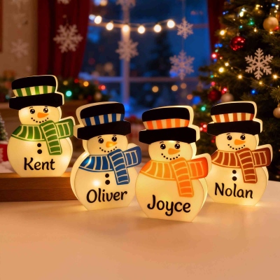Personalized Name Light-Up Snowman Christmas Ornament, Freestanding LED Snowman Decoration, Christmas Stocking Stuffer, Christmas Gift for Kids/Family