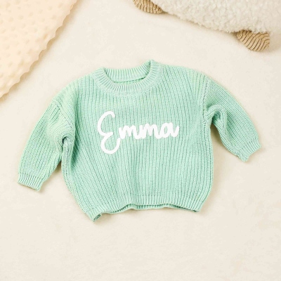 Personalized Children's Sweater with Name, Multicolor Warm Kid's Knitted Jumper, Baby Shower/Birthday/Christmas Gift for Newborns/Toddlers