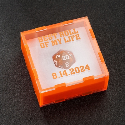 "Best Roll of My Life" Commemorative Kitchen Magnet, Transparent Display of D20 Refrigerator Magnet, Fridge Magnet, Custom Date DND Anniversary Gift