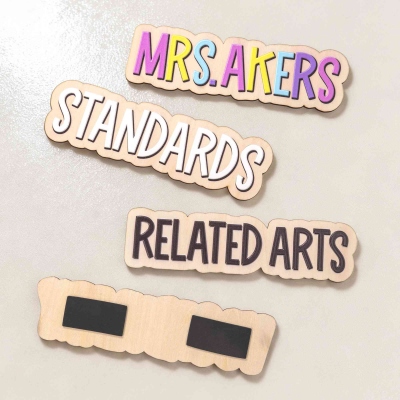 Personalized Whiteboard Magnet with Text, Teacher's Wooden Magnetic Labels, Classroom Supplies, Back to School/Appreciation Gift for Teachers