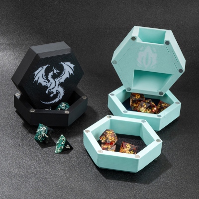Personalized DND Dice Box with Dice Tower and Dice Tray, Dice Storage for a DND Dice Set, Dice Holder, Dice Vault, Nerdy DND Gift