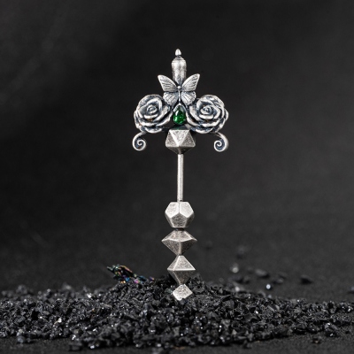 Personalized DND Dice Sword Vintage Distressed Earrings, Silver/Brass 12-Month Birthstone Earring, DND Jewelry Gift for Her