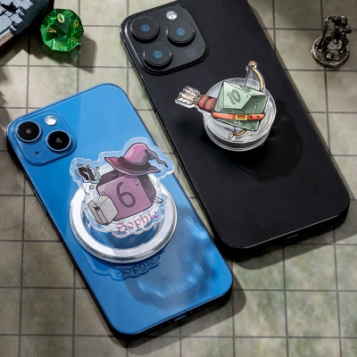 DND Class Phone Grips, Acrylic Phone Stand, Magnetic Kindle Grip, Sticky Phone Holder Grip, DND Gifts, DM Gifts