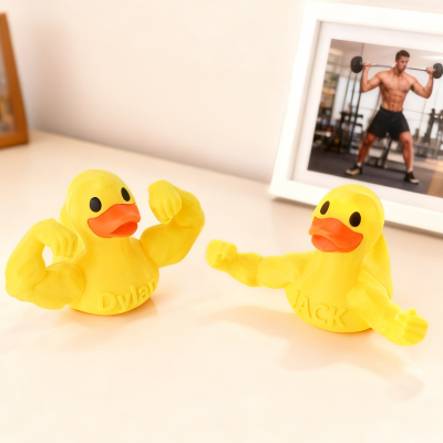 Personalized Name 3D Printed Muscle Arm Duck, Hilarious Duck Figurine, Desk Decor, Car Accessory, Funny Gag Gift for Colleagues/Friends/Gym Rat