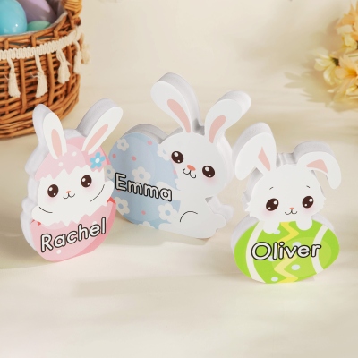 Personalized Name Cartoon Bunny & Egg Easter Decoration, Freestanding Rabbit Table Sign, Easter Party Favor, Easter Gift for Kids/Boys/Girls