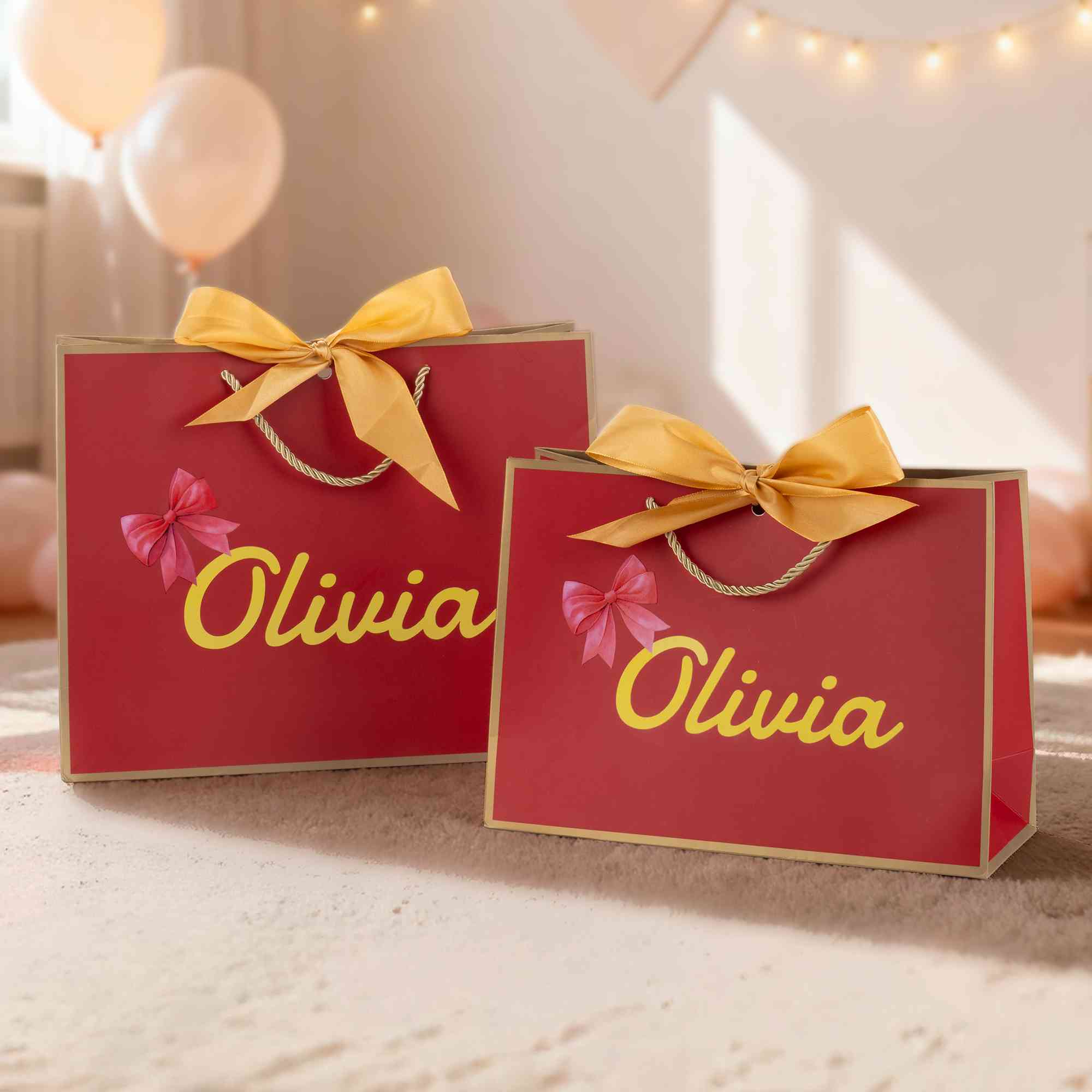 Personalized Valentine's Day Gift Bags with Bow Ribbons (Set of 3), Valentine's Day Cardboard Bags, Valentine's Day Gifts for Her/Him/Couples