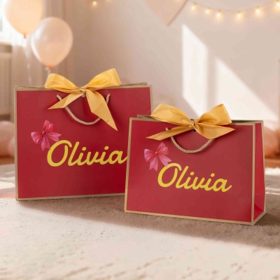 Personalized Valentine's Day Gift Bags with Bow Ribbons (Set of 3), Valentine's Day Cardboard Bags, Valentine's Day Gifts for Her/Him/Couples