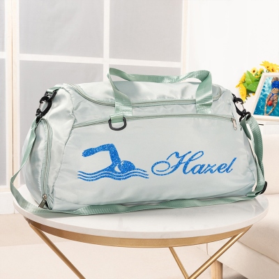 Personalized Name Swimming Kit Storage Duffle Bag, Waterproof Weekender Bag with Shoulder Strap, Travel Overnight Bag, Birthday Gift for Swimmers