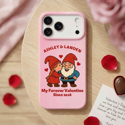 Custom Names Cartoon Dwarf Couple Design Phone Case, Double Layer TPU Phone Case for iPhone, Anniversary/Valentine's Day Gift for Her/Him/Couples