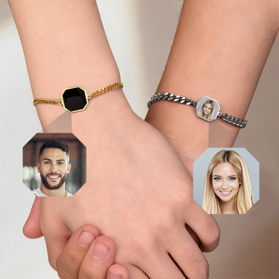 Personalized Engraved Heat-Activated Hidden Photo Bracelet, Magic Secret Image Bracelet, Birthday/Anniversary/Memorial Gift for Family/Couple/Friends