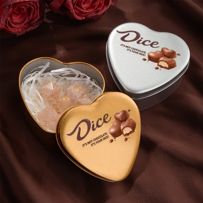 DND Mystery Dice Blind Box: Heart-Shaped Box like Chocolate Box with Gemstone/Metal/Sharp Resin/Acrylic Dice Set, Perfect Valentine's Gift for DND Player