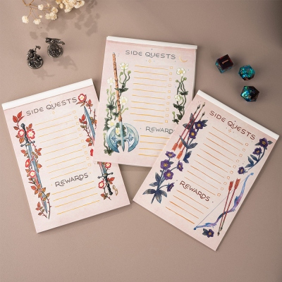 Personalized Side Quests Notepads, Action Adventure Fantasy to Do Lists, Fantasy Stationery, Fantasy TTRPG Gift