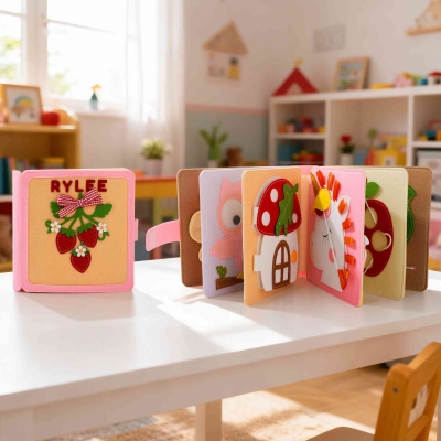 Custom Animal Sensory Quiet Book with Baby's Name, Soft Felt Montessori-Inspired Busy Book, Travel Toy, Baby Shower/Birthday Gift for Kids/Toddlers