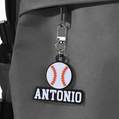 Personalized Name 3D Printed Sports Ball Keychain, Baseball/Basketball/Football/Volleyball/Golf/Tennis Bag Tag, Gift for Sports Lovers/Players/Coaches