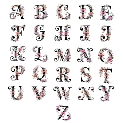 Blumenschleife Perlen Alphabet