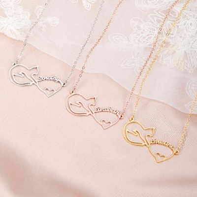 Mobius Cat Name Necklace, Personalized Pet Memorial Jewelry, Personalized Pet Owners Love Necklace, Christmas/Birthday Gift for Pet Lovers/Friends/Her