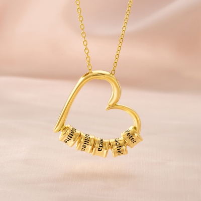 Personalized Multiple Rings Heart Necklaces with Names, Dainty Family Jewelry, Birthday/Valentine’s Day/Mother’s Day Gift for Her/Wife/Mom/Grandma