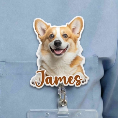 Personalized 1-3 Pet Photos Badge Reel with Name, Pet Portrait ID Badge Clip, Appreciation/Graduation/Birthday Gift for Nurses/Doctors/Medical Staff