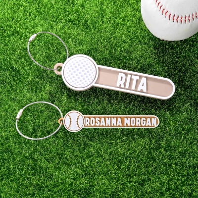 Personalized 3D Printed Sports Ball Keychain with Name, Bag Accessory, Game Day/Birthday Gift for Sports Lovers/Players/Teammates/Coaches
