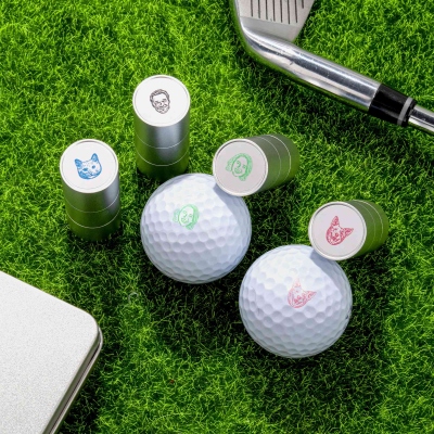 Personalisierter Golfballstempel mit Porträtmotiv, inklusive Box und Tinte, Golfballmarker, Golfzubehör, Geburtstags-/Vatertagsgeschenk für ihn/Papa/Golfer/Tierliebhaber