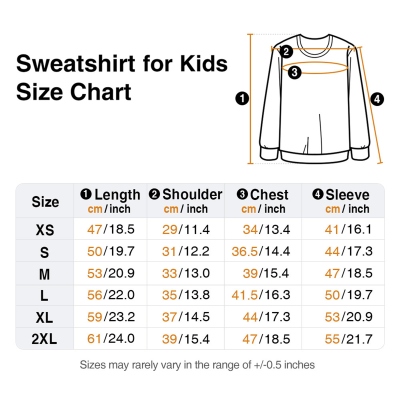 kid sweatshirt size