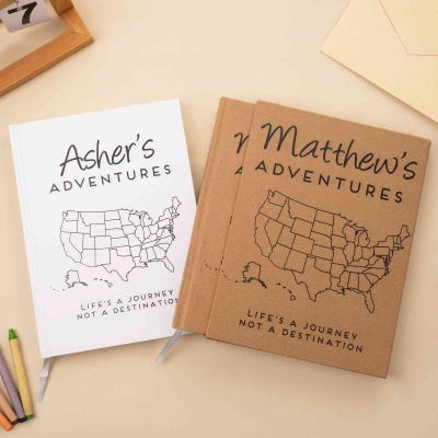 Custom Travel Journal for Kids, Graduate · USA Camping Adventure Map Gift Book · Gap Year Graduation, Family Niece Nephew 50 States Roadtrip