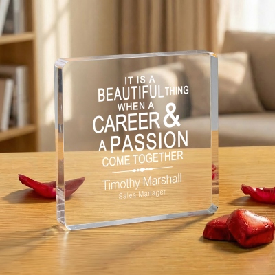 Personalized Name Profession & Passion Award Plaque, Acrylic Square Plaque, Office Decor, Memorial Gift for Office Workers/Administrative Staff