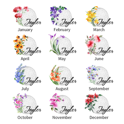 Personalized Birth Flower Golf Scorecard Holder, Custom Name Leather Golf Yardage Book Cover, Golf Accessories, Gift for Mom/Women/Golf Lover