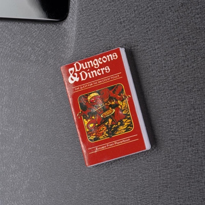 Dungeons & Diners Parody Mini Books Kitchen Magnets inspired by 1980s Dungeon Master rulebooks, RPG Dragon Fridge Magnet Decor Gift