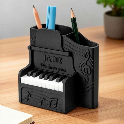 Personalized 3D Printed Piano Pen Holder with Name and Text, Multicolor Piano Desk Decor, Birthday/Graduation Gift for Piano Teachers/Students
