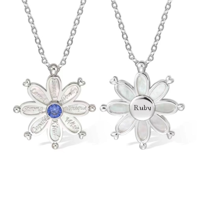 Custom Name Daisy Necklace with Birthstone, You Are More Than Enough-halsband, Inspirerande halsband för henne, Motivationssmycken, Present till dottern