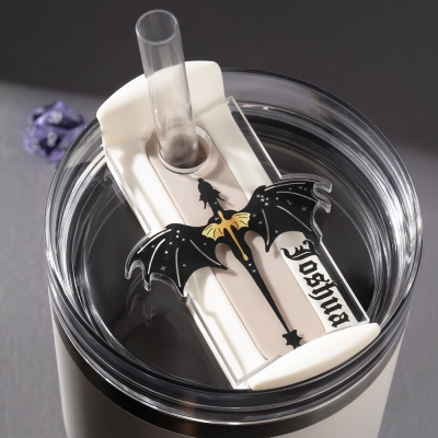 Personalized Fantasy Dragon Tumbler Name Tag, Custom Name Tumbler Decor, Dragon Name Tag, Tumbler Accessories Topper Name Tag Gift, Dragon Gifts