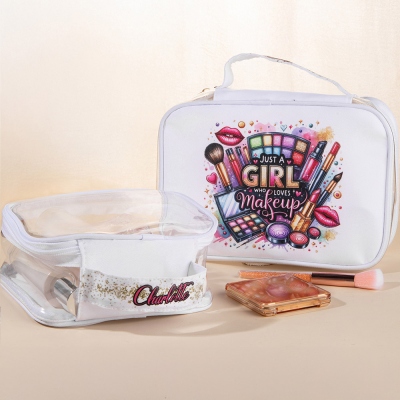 Custom Name Clear Makeup Bag, Girl's Travel Cosmetic Bag with Zipper, Toiletry Bag, Bachelorette Party Favor, Gift for Her/Besties/Makeup Artists