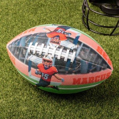 Personalized Photo Football with Name & Number, PU Leather Football Memorabilia, Sports Gift for Football Lovers/Players/Teammates/Coaches