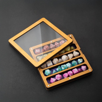 Dice Display Stand with Transparent Acrylic Magnetic Lid, Dice Holder For Dice Collectors, Dice Box, Dice Vualt, Dice Storage Case, Dice Organizer