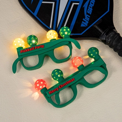 Personalized Name 3D Printed Pickleball Glasses with 4 Light-Up Micro Balls, Fun Party Favors, Birthday/Christmas Gifts for Pickleball Lovers/Players