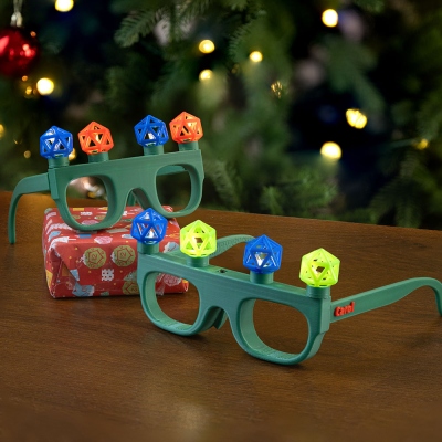 3d Printed Light-Up D20 Dice Glasses with Micro Balls, Christmas Glitter Party Glasses, Christmas Party Favors, DND Christmas Gifts