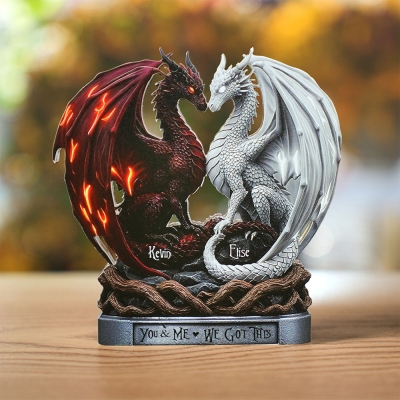 Personalized Dragon Couple Acrylic Plaque, Custom Name Lovers Gift, Fantasy Anniversary Decor, Wedding Gifts for Husband and Wife, Dragon Gifts