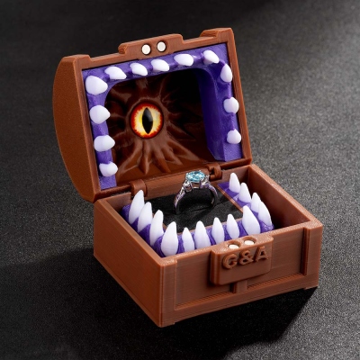 Custom Initials DND 3D Printed Engagement Mimic Ring Box, Proposal Ring Holder, Wedding Ring Bearer Box, Ring Guardian, Anniversary Gift for Him
