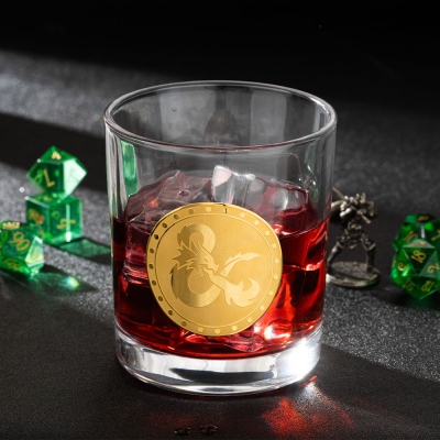 DND Class Whiskey Rock Glass, Stemless Wine Glass, Whiskey Tumbler, Bar Accessories for Groomsmen Gifts, Whiskey Gift for DM