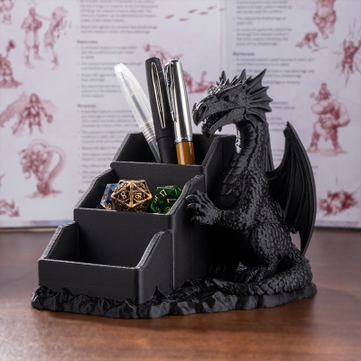Personalized 3d Printed Dragon Desk Organizer, Fantasy Pen Holder, Unique Table Decor Gifts For Dragon Lovers